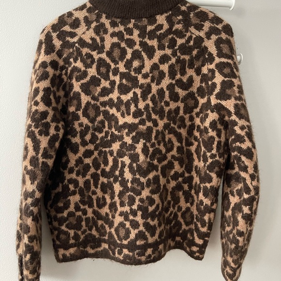 Sézane Leopard Noah Wool Teddy Jacket Cardigan - Picture 3 of 7